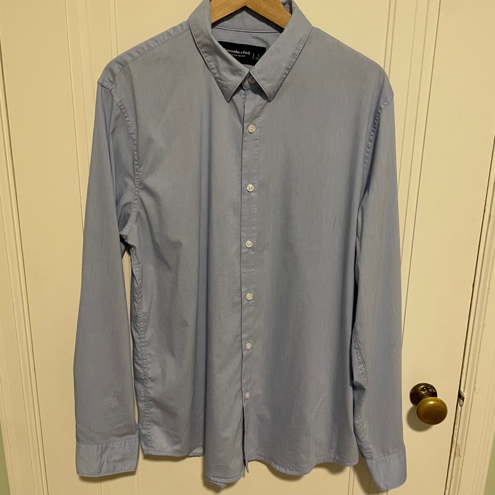Abercrombie The A&F Go To Button Up Shirt Large Light Blue